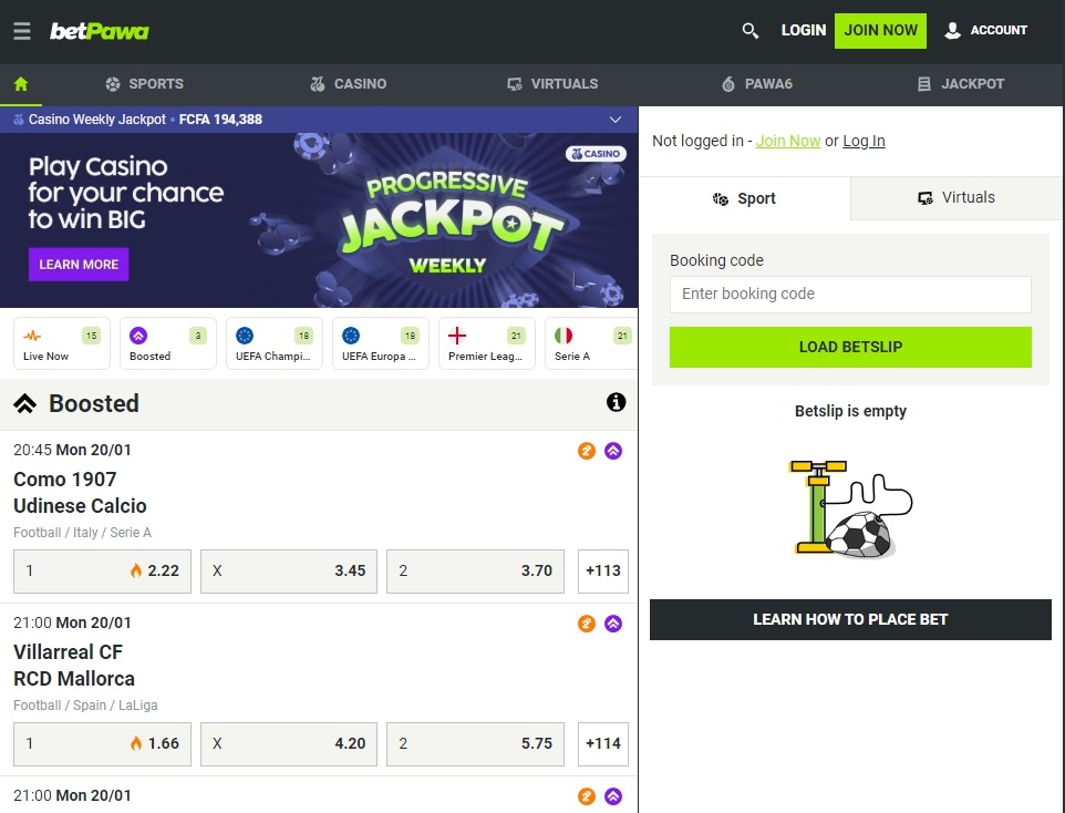 Betpawa home page